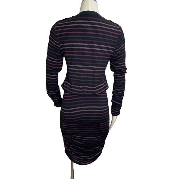 Veronica Beard Marcy Ruched Fushcia Striped Mini Dress Size S - Picture 3 of 9